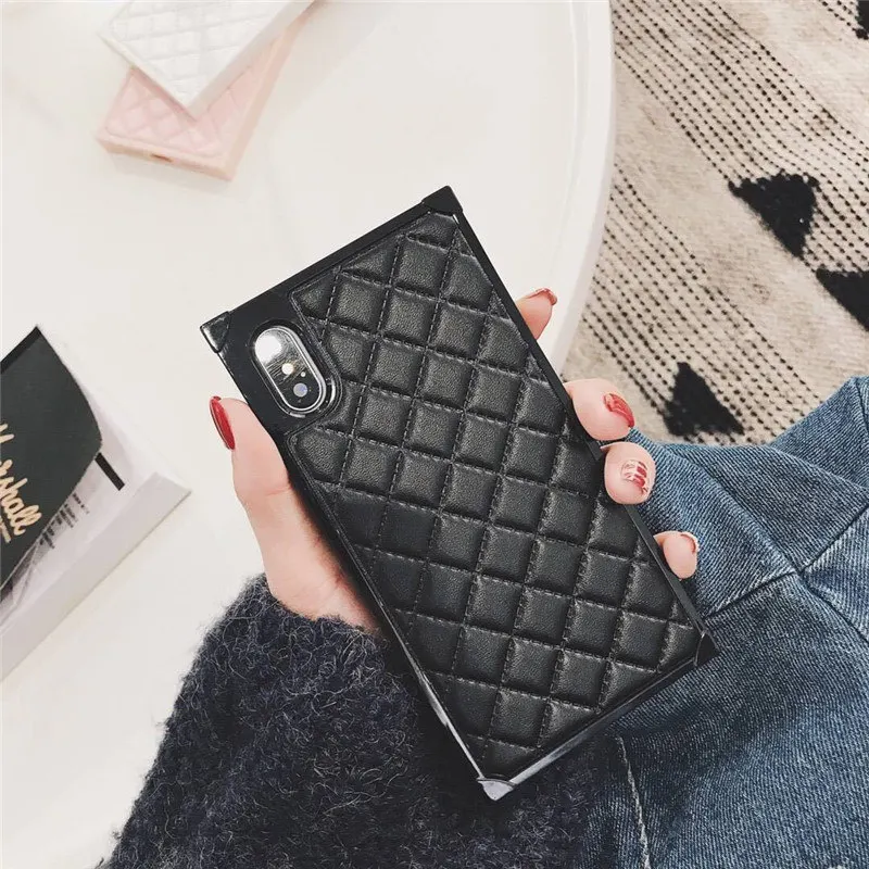 Black Роскошный чехол для телефона для iphone X, квадратный модный однотонный высококачественный чехол для iphone 7, 7 plus, 8 plus, 6, 6 S, 6plus - Цвет: Black