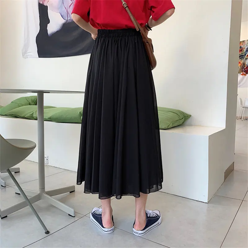 Новинка 2019 новая простая Женская Однотонная юбка в винтажном стиле летняя