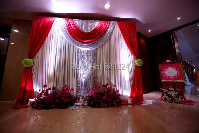 

4m*3m Wedding stage background Wedding Backdrop with Beatiful Swag Wedding drape and curtain wedding decoration