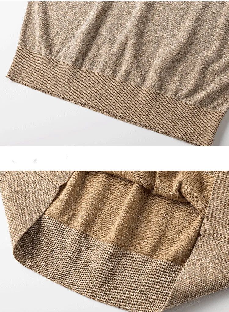 Женский трикотажный свитер с круглым вырезом коротким рукавом | Женская одежда