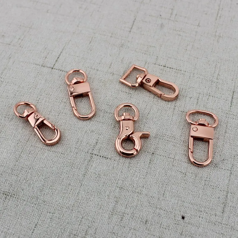 

10-50pcs Rose gold Swivel Lobster clips carabines snap hook metal zinc hardware handbag weekend bags hanger