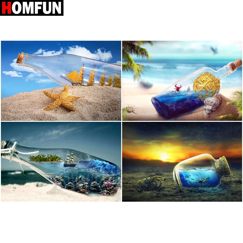 

Алмазная живопись HOMFUN, картина «бутылка ландшафта» с полными квадратными/круглыми стразами 5D, вышивка крестиком, домашний декор, подарок