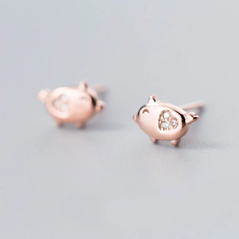 Серьги-пусеты Lucky Pig из серебра 925 пробы для женщин и девушек стерлингового |