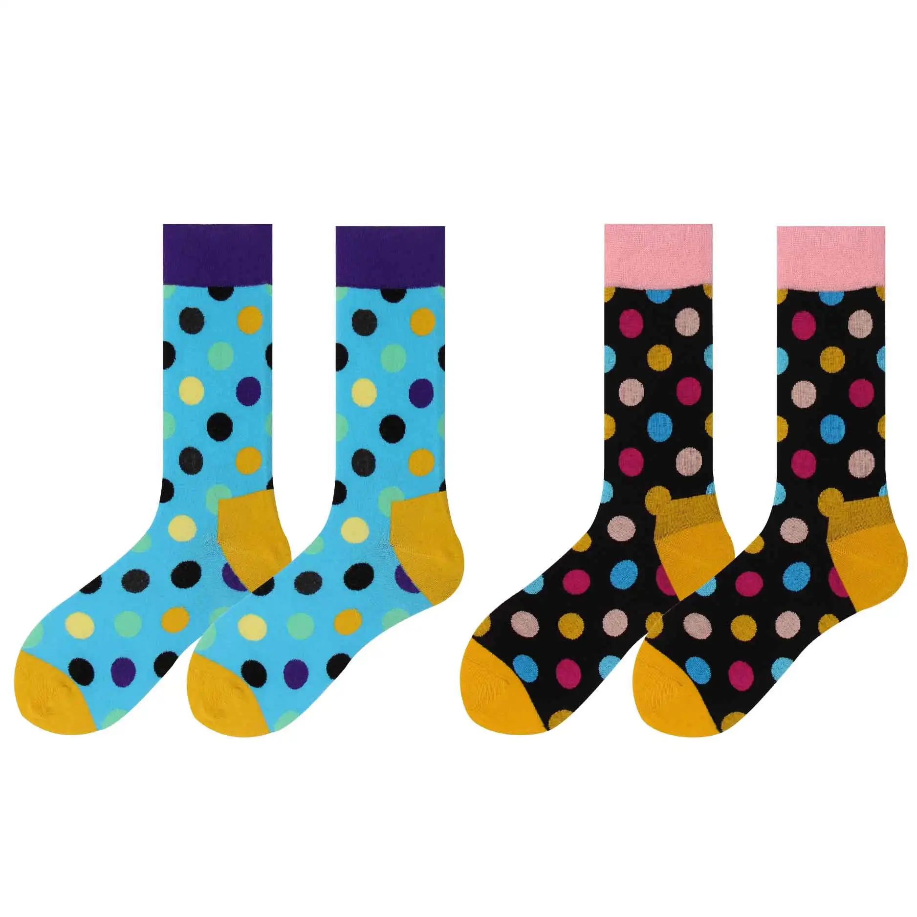 2pairs070105 Носки из чесаного хлопка для пары на весну, лето и осень, вечерние носки в горошек с рисунком в виде фруктов и бриллиантов для деловых поездок и отдыха - Цвет: 2pairs070105