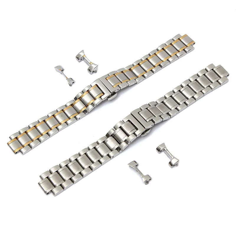 Горячая Распродажа серебряные часы ремешки 19 мм/20 мм из нержавеющей стали для
