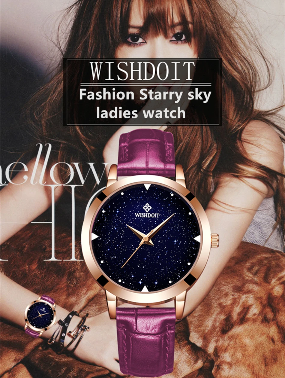 WISHDOIT Роскошные брендовые синие повседневные женские кварцевые часы с дизайном звездного неба Hodinky женские часы Reloj Mujer
