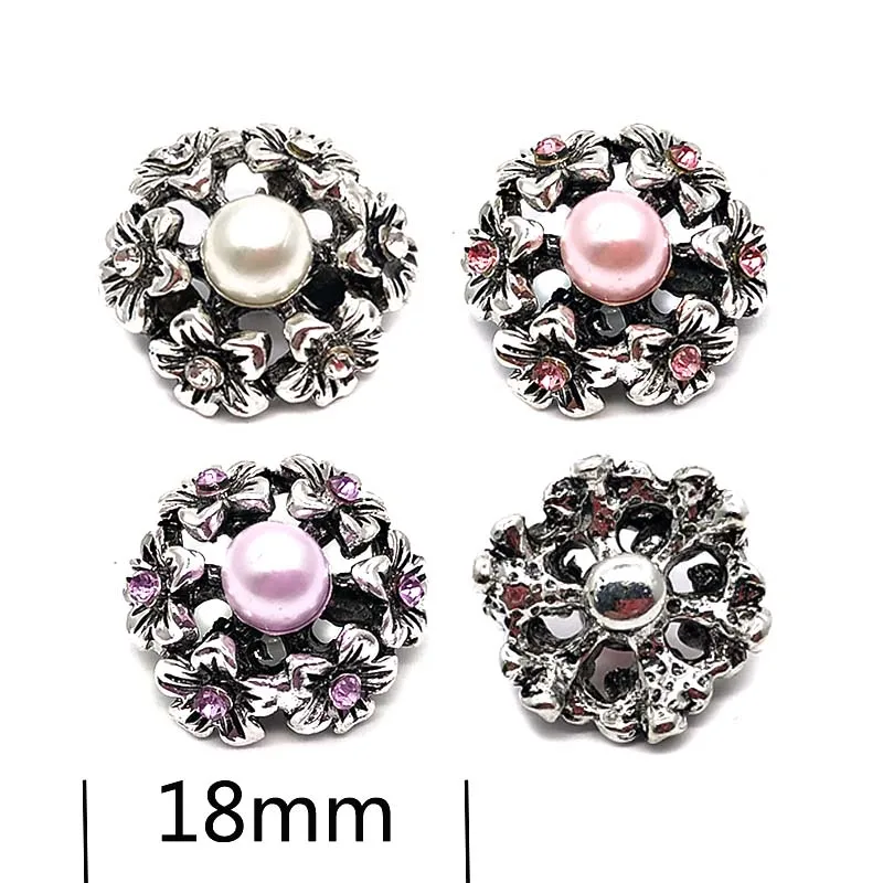 Оптовая продажа металлическая кнопка w360 в форме цветка 3D 18 мм 20 для браслета и