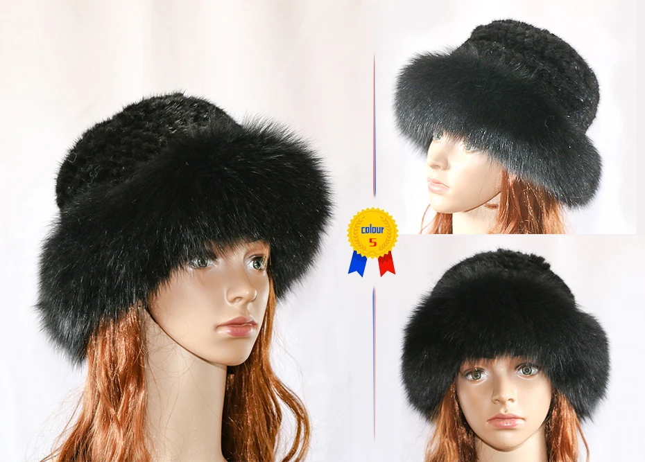 Женская шляпа из натурального меха норки, шапка из лисьего меха, зимние женские шляпы модная норка, вязаная шапка из меха
