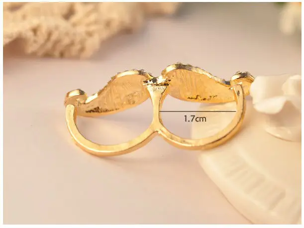 MOQ $15 (mix order) Free Shipping fashion jewelry imitation diamond moustache double ring beard (6 colors) BFSR-0009 | Украшения и