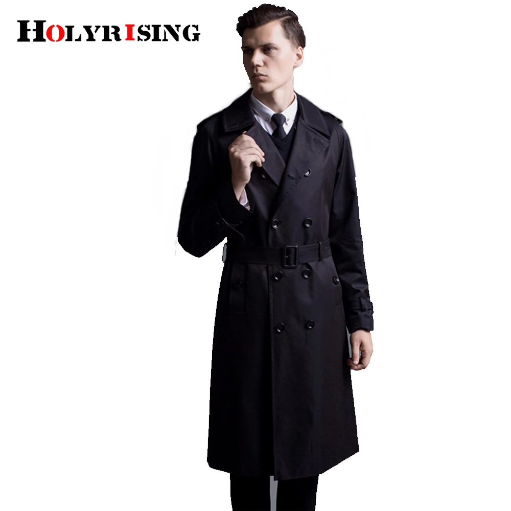 

men trench coat double button overcoat slim homme windbreaker mens beige black coat pardessus male long jacket#18224 Holyrising