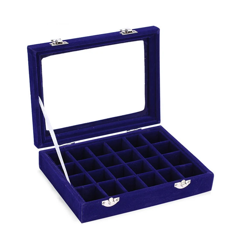 

2016 Free Shipping 24 slots Rose red Glass Lid Bracelet Loose Bead Box Jewelry Boxes Display Box Bracelet Jewelry Display Shelf