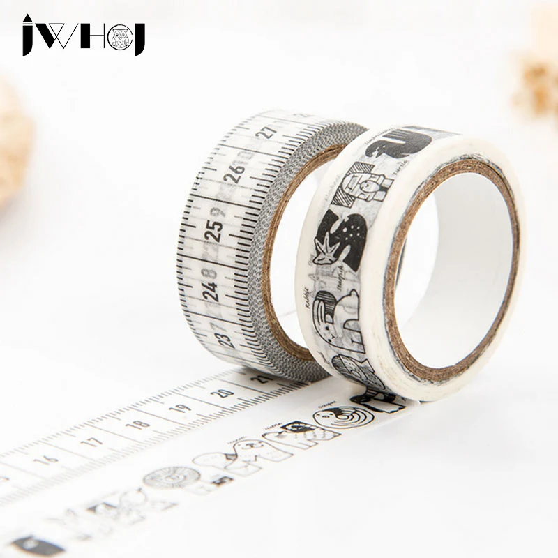 1 x JWHCJ черно-белая лента с животными 1,5 см X 5 м Васи для детей DIY дневник декоративная клейкая лента канцелярские товары инструмент для скрапбукинга