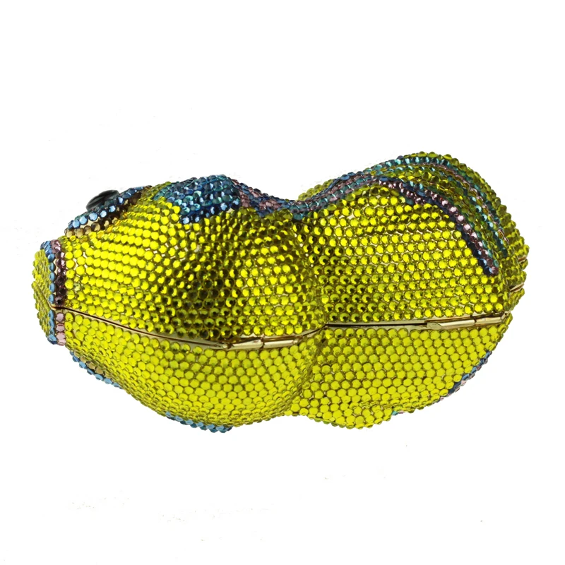 Желтая рыбка Кристалл сцепления Вечерняя сумочка BS010 с золотой цепью Мини
