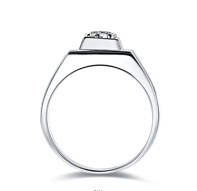 Классическое великолепное мужское обручальное кольцо из белого золота с