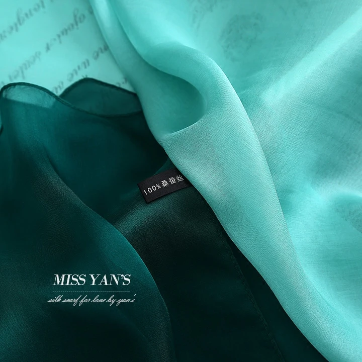 Женский шарф из натурального шелка модные классические шарфы с зеленым
