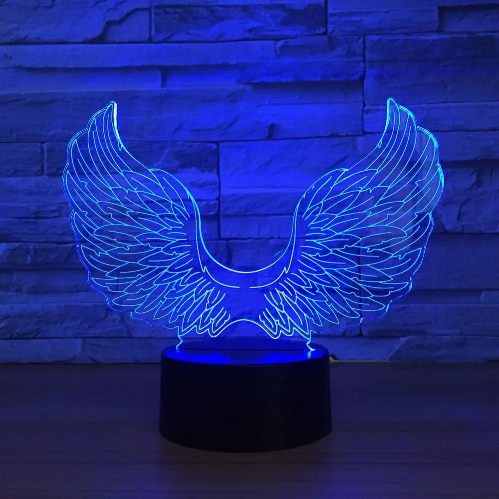 Толстовка с капюшоном надписью Angel и принтом крылышки 3D светодиодный светильник