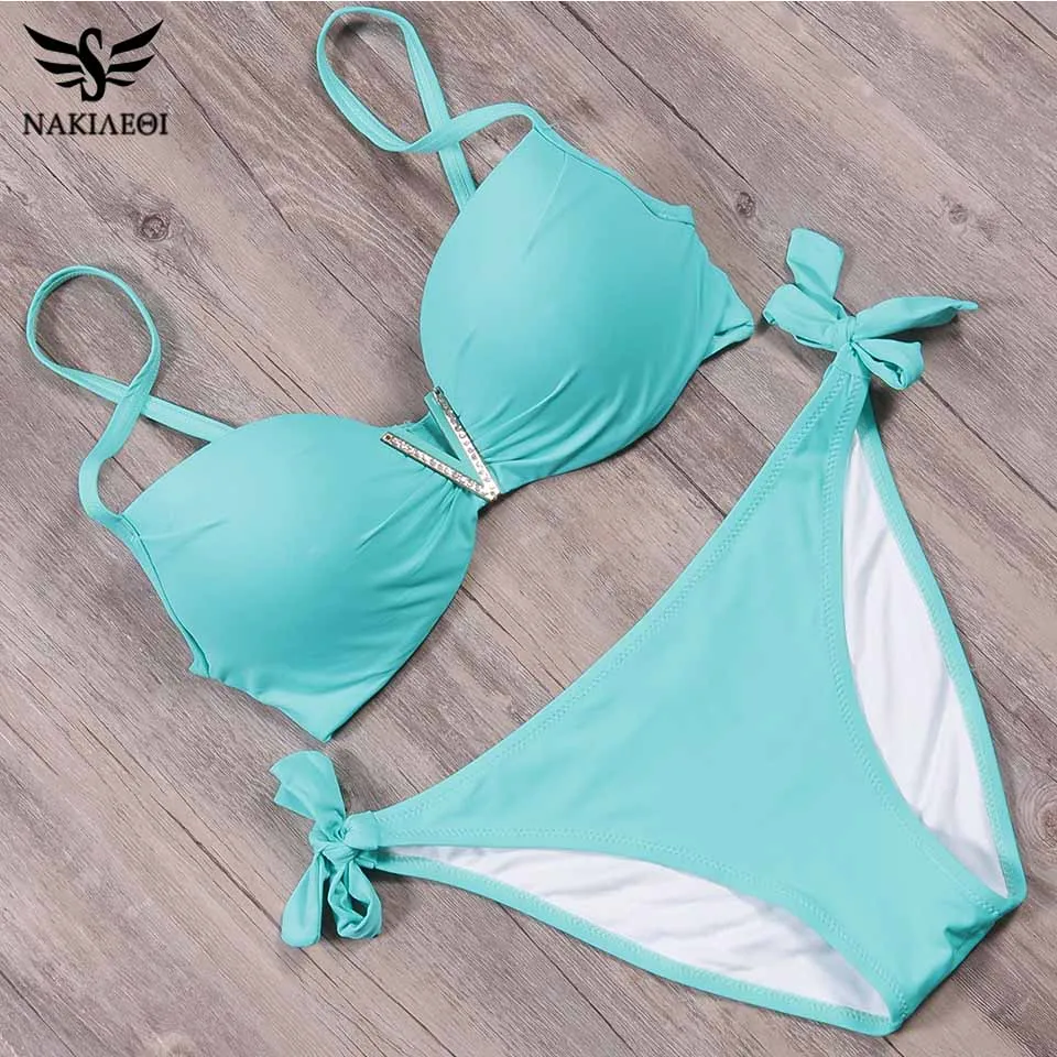 Женский купальный костюм с чашками пуш-ап Размеры S ~ 2XL | Женская одежда