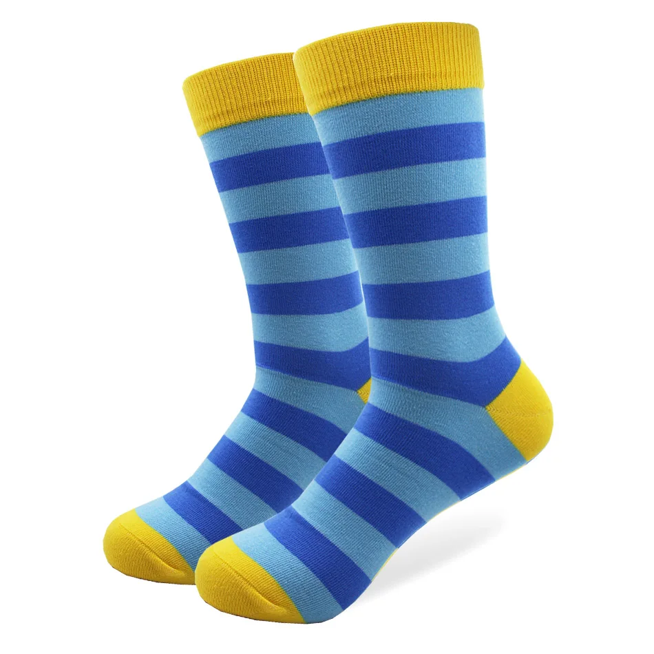 5 Pairs/lot Plus Size Wide Striped Cotton Socks for Men High Quality Funny Men's Long Happy Casual Wedding Colorful Fashion Sock