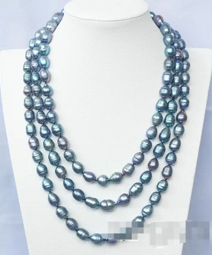 Горячая бесплатная доставка ******** 64 '✒ мм Черный Рис FW Жемчужное Ожерелье |