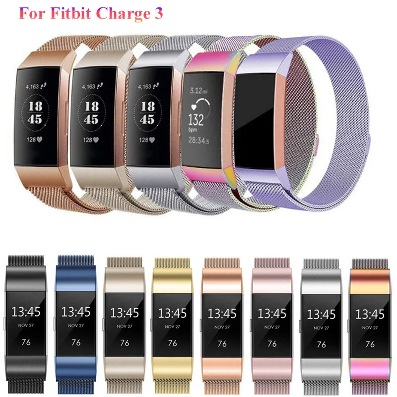 Миланская Магнитная Петля, ремешок для fitbit charge 3, металлический браслет из нержавеющей стали, сменный смарт-браслет A25