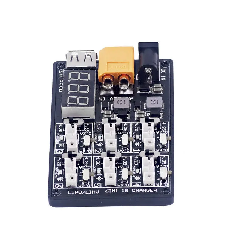 Новейшее зарядное устройство 6IN1 1S Lipo LiHV плата для зарядки XT60 12A3V адаптер