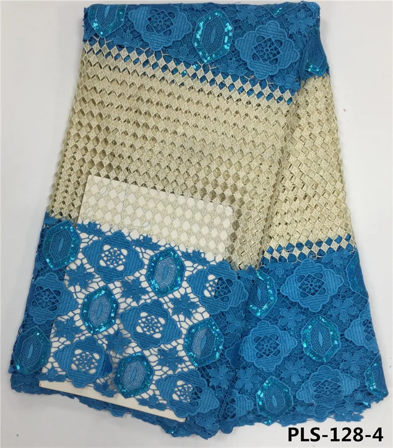Новое поступление 2017 африканская гипюровая кружевная ткань с блестками