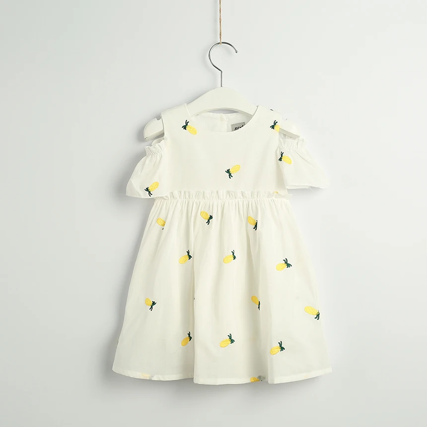 Toddler Girl Cotton Summer Off Shoulder Dress Fruit Pineapple Kids Wholesale Lots Bulk Clothes Little A-Line Party | Детская одежда и