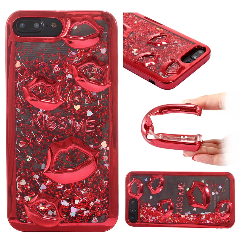 Nephy Bling Sexy Kiss Quicksand Case For iPhone 6 6s 7 8 Plus 5 5s se X Samsung Galaxy S7 Edge S8 S9 Soft Cover |