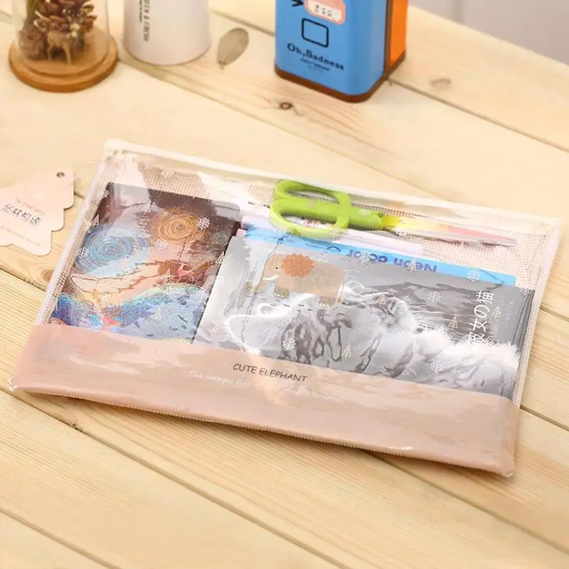 Vividcraft мультфильм Животные A4 Прозрачная сетка папку на молнии водонепроницаемый