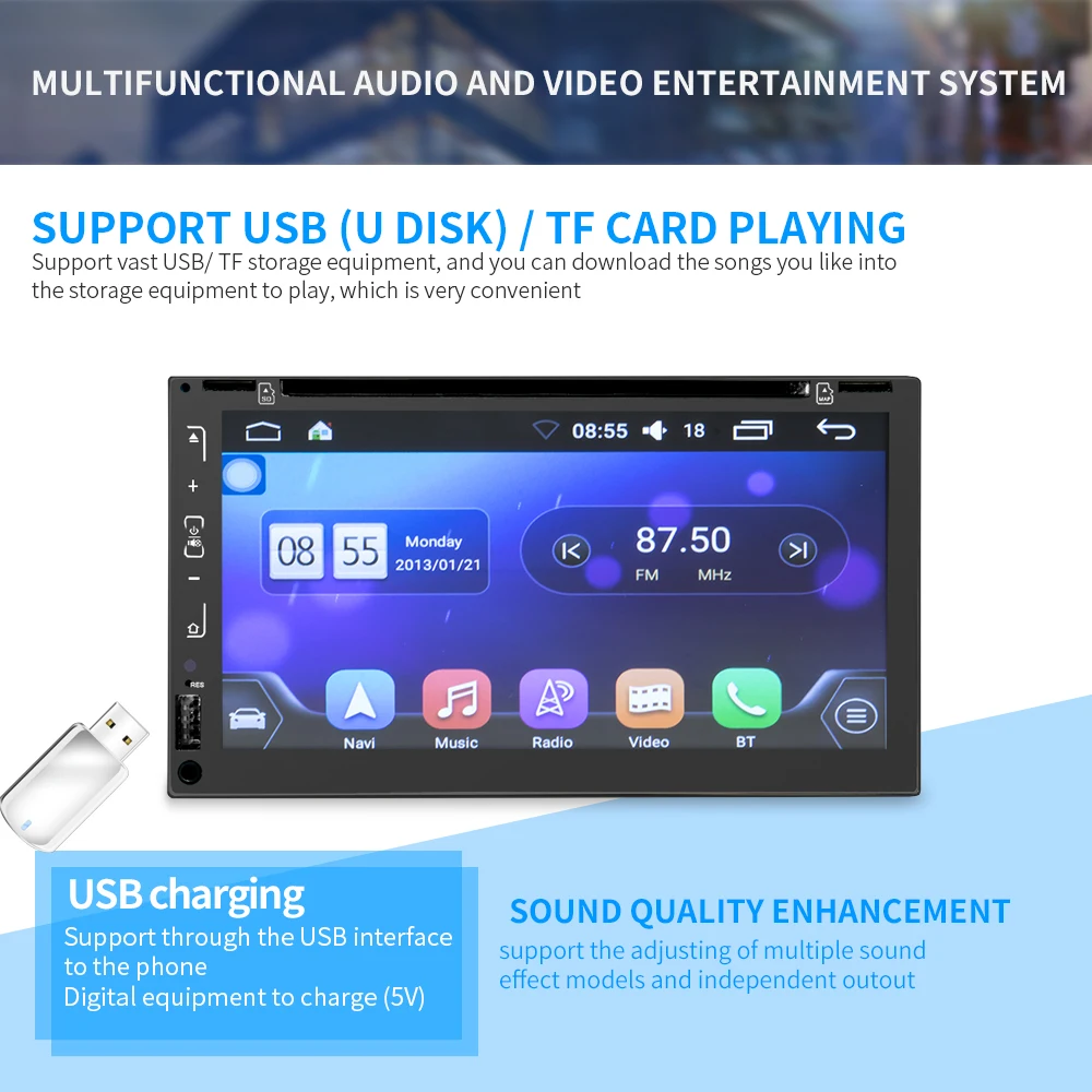 HEVXM Android автомобильное радио 2 Din Авторадио GPS навигация 6 95 дюймов DVD плеер