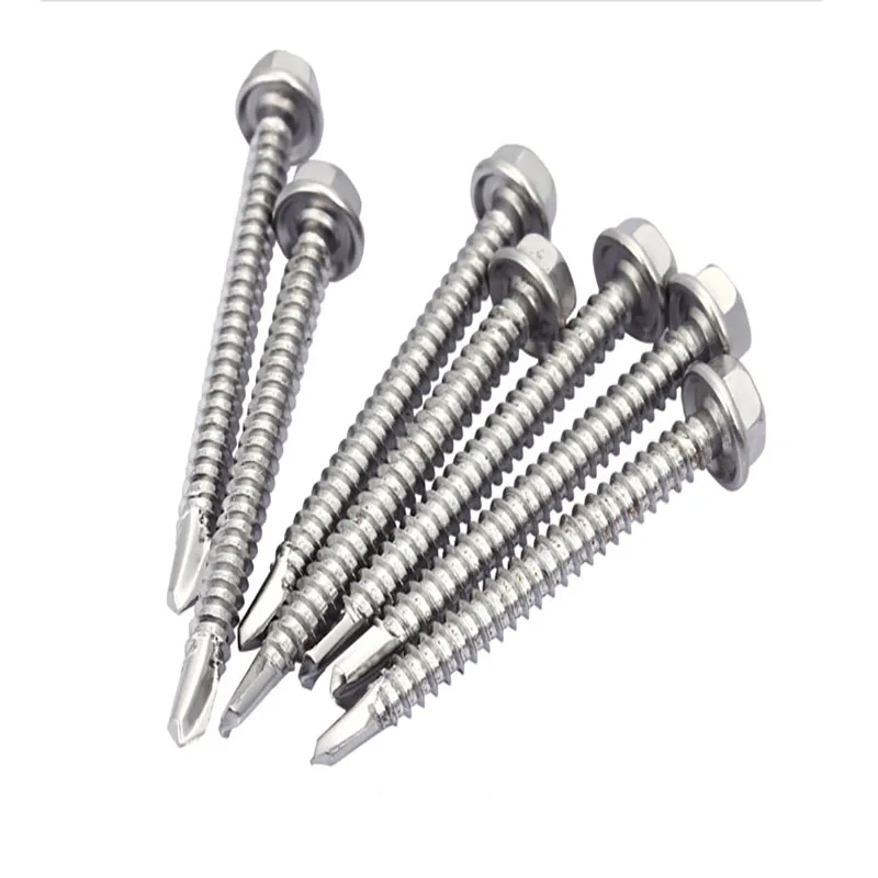 100 шт. 304 нержавеющая сталь Шестигранная дрель хвоста саморезы шурупы phillips винт M5.5