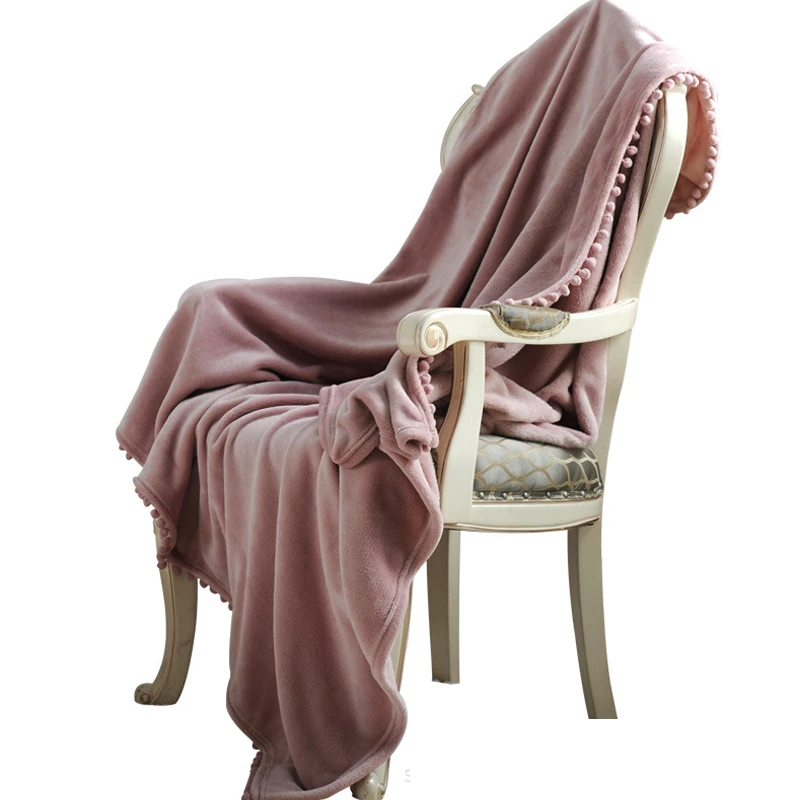 Мягкое Флисовое одеяло с помпон-кисточка для взрослых дивана постельное белье