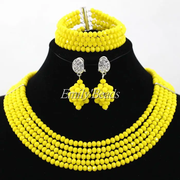Желтый нигерийский традиционный свадебный костюм африканские бусы ювелирный