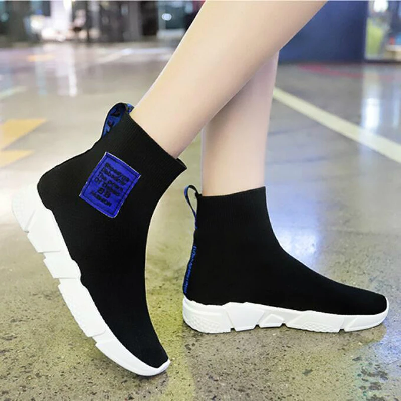 WGZNYN новые кроссовки Женская Корейская версия из Ulzzang дышащей эластичной носки Женская обувь Harajuku Повседневное плоское дно дикий W03