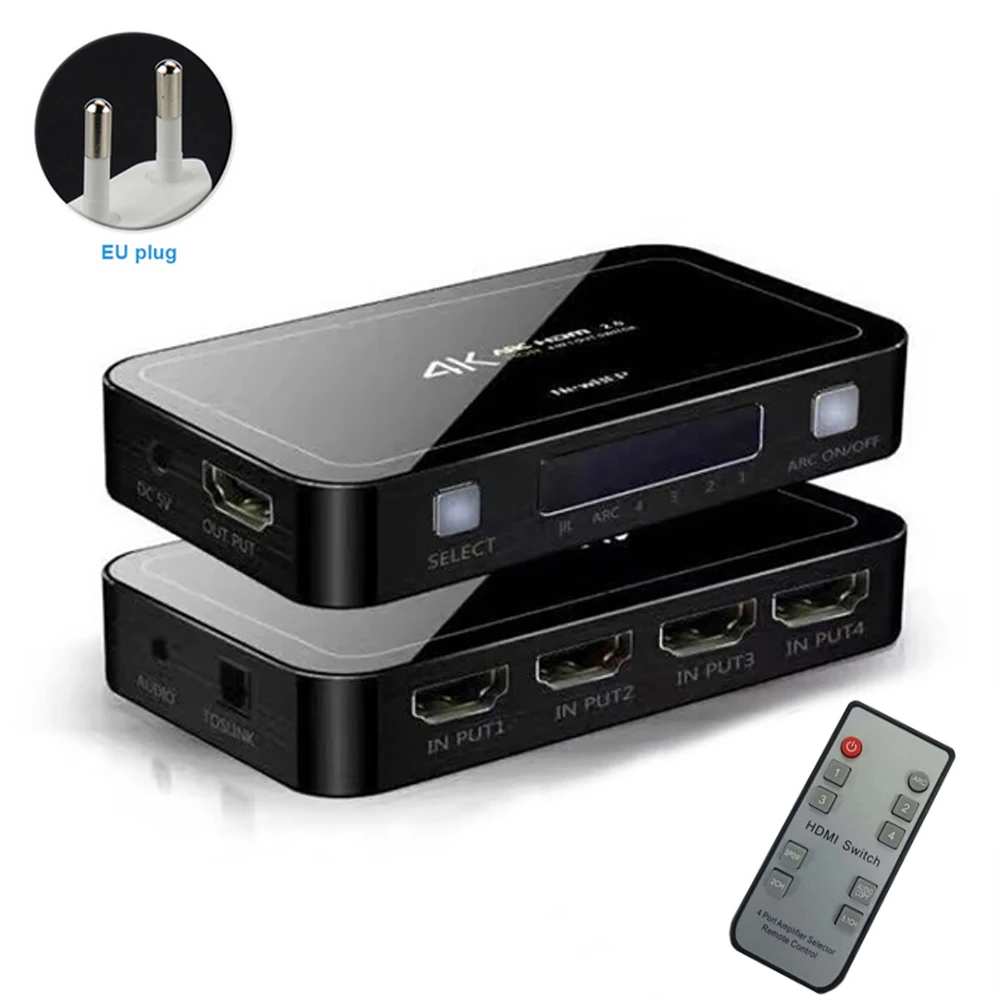 Селектор HDMI 2 0 4 вход 1 выход с удаленным коммутатор переключатель FHD 3D | Компьютеры