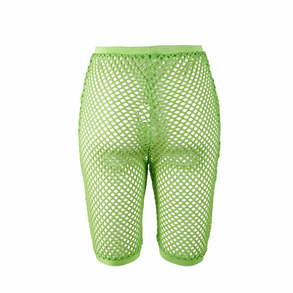 Женские сексуальные сетчатые брюки связанные крючком с высокой талией пляжные