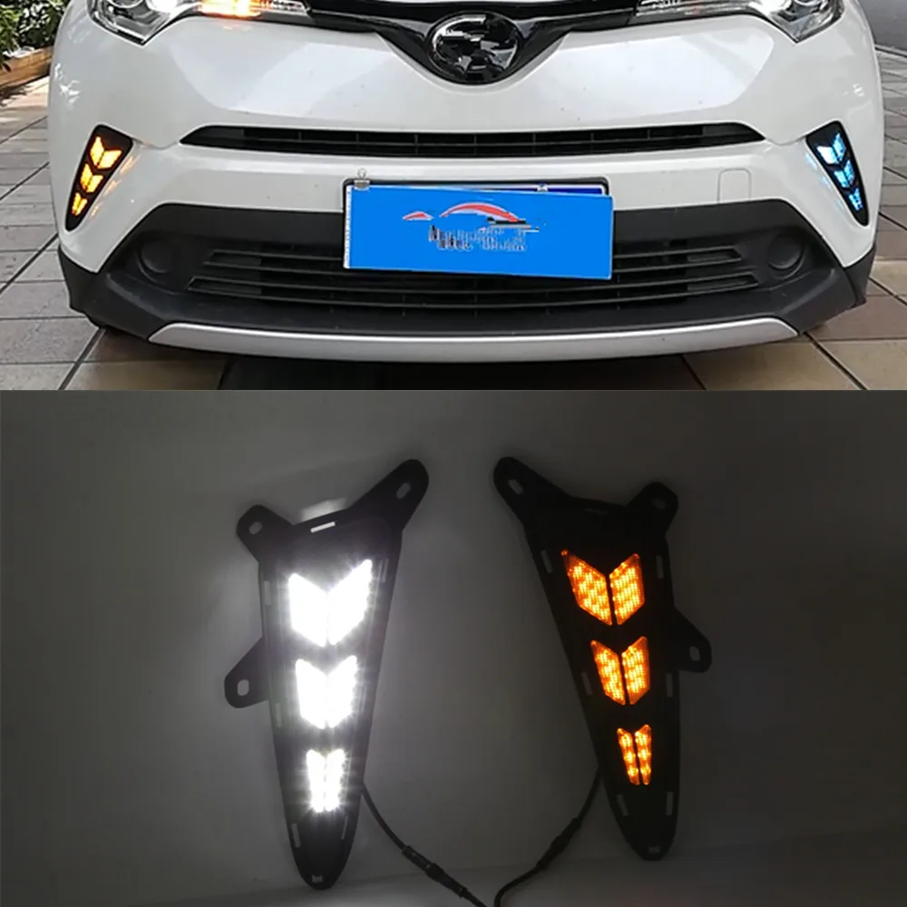 2 шт. автомобиля светодиодный DRL Дневной светильник для TOYOTA C HR ЧР 2016 2017 2018 2019 с