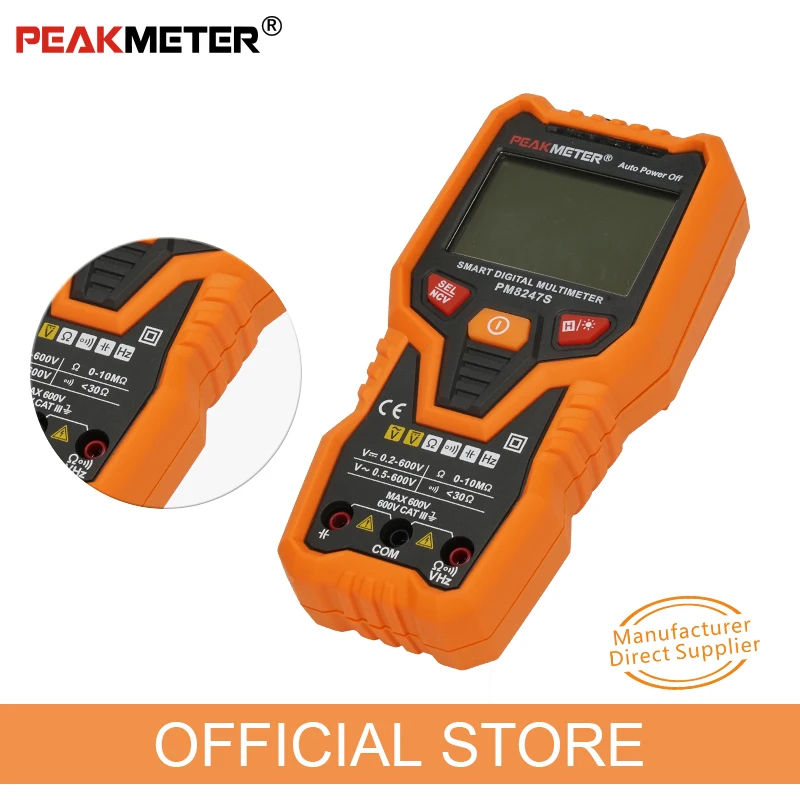 Профессиональный цифровой мультиметр PEAKMETER PM8247S Smart AutoRange вольтметр с подсветкой