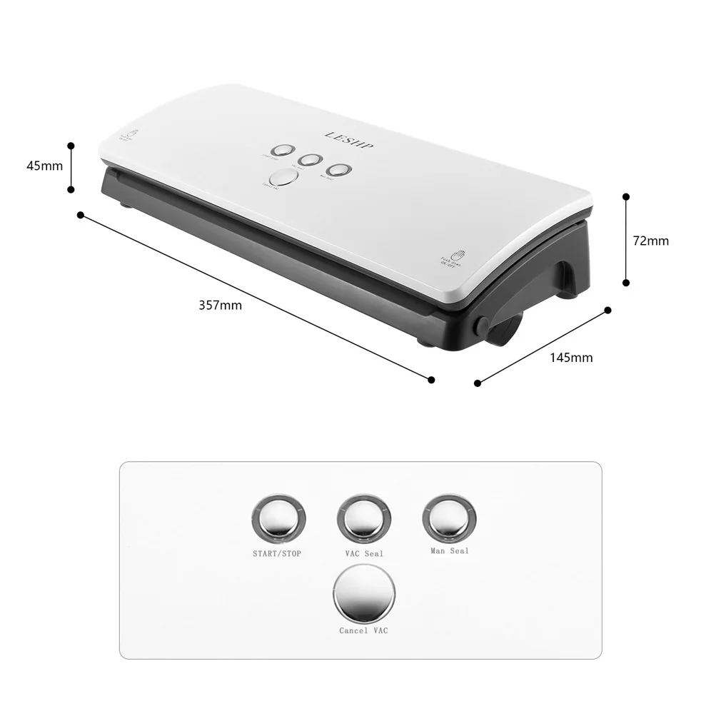 

Portable Compact Operations Vacuum Sealer Sealing Machine for Household Food Preservation White ABS
