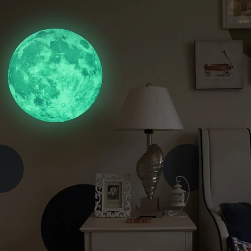 Большая Луна 30 см светится в темноте DIY настенный стикер Декор для дома Adesivo De Parede