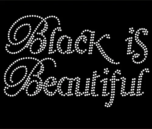 

Free shipping Black is Beautiful words Afro Rhinestone Transfer Text