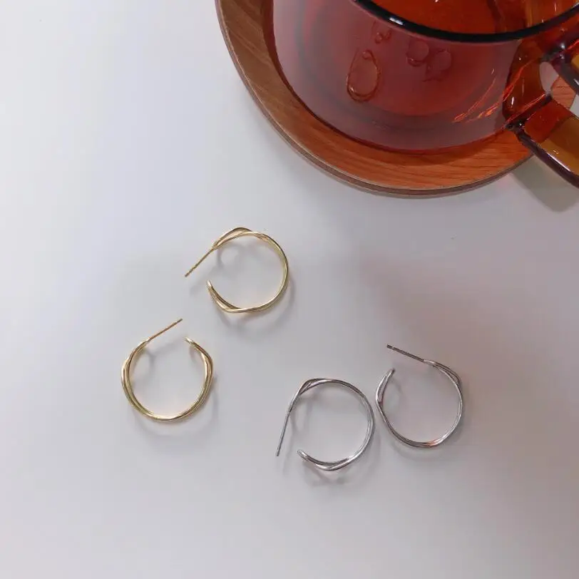 925 Sterling Silver Hip Hop Round Earrings for Women Large Circle Twist Piercing Hoop Earring Dropship Suppliers | Украшения и