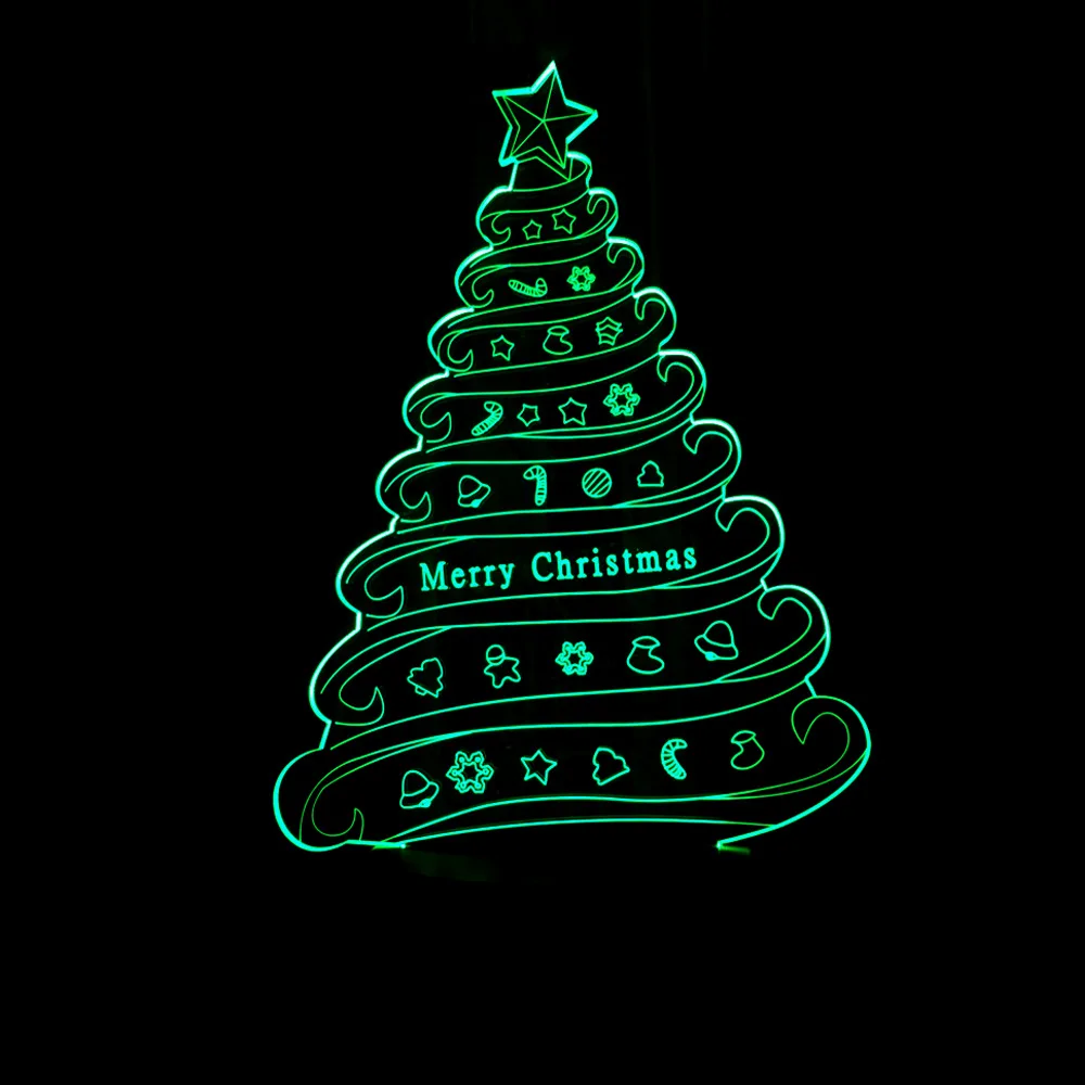 Новогодние товары Дерево 3D ночник Merry USB LED Таблица Настольная лампа Домашний