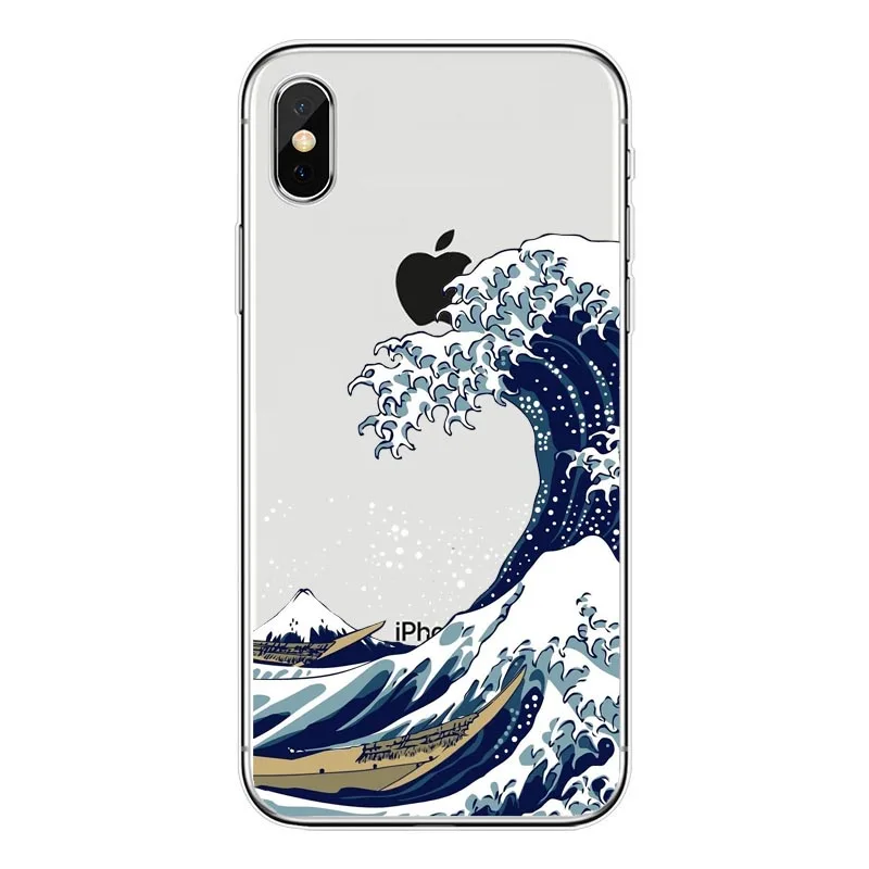The Great Wave off Kanagawa задняя крышка мягкий чехол для телефона чехлы iPhone 7 6s 6 8 8Plus X XS 11 12