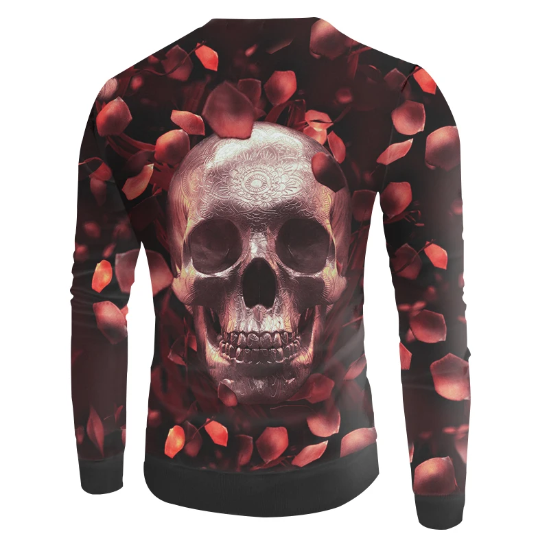UJWI New Flower Couple Sportshirts 3D Print Rose Romantic Skull Tracksuits Sweatshirt Winter Spring Jackets Unisex Sportswears | Мужская