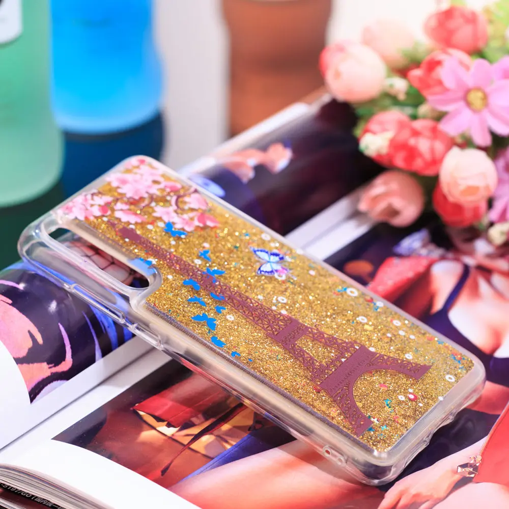Чехол с сияющими блестками для huawei P20 Pro динамическая жидкость и нашивкой в виде