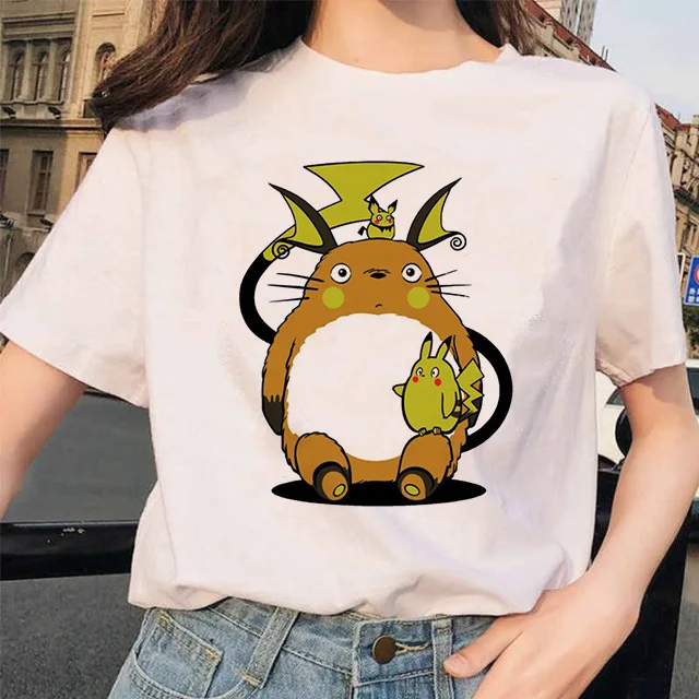 Футболка Totoro Spirit Out Хаяо Миядзаки из мультфильма Studio Ghibli femme женская футболка с японским аниме, женская одежда с аниме