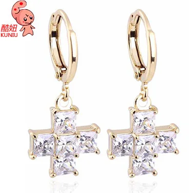 

kuniu cross shape drop earrings for women crystal metal material trendy classic vintage party banquet occasion jewelry