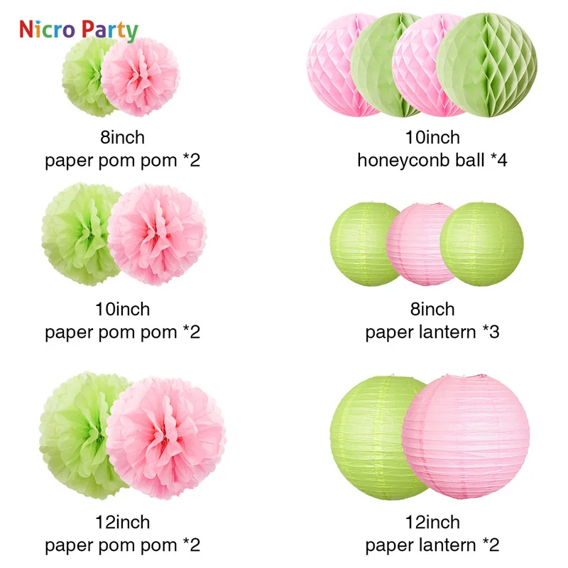 Nicro 45 шт./компл. набор для украшения дома зеленый розовый розовое золото лето