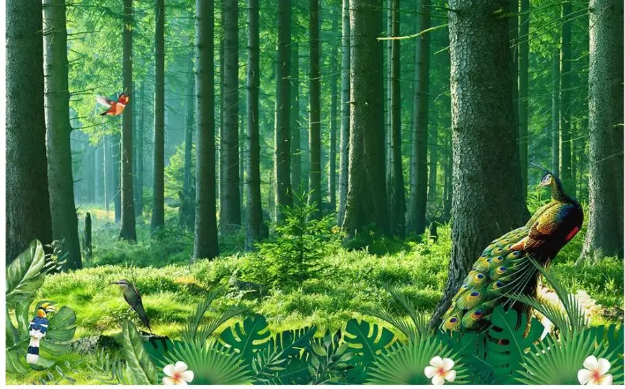 Обои для стен 3 d гостиной лес парк природа пейзаж фон стены зеленые обои|Обои| |